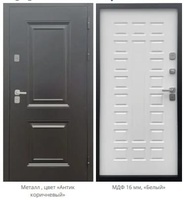 Дверь мет. ДВЕРНОЙ КОНТИНЕНТ ФОРПОСТ ТЕРМО 11 см (С1) 960х2050 "Л" Металл антик темно-кор. МДФ белый