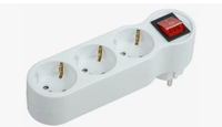 Разветвитель 3-м 16А IP20 Т-01/03В 2P+PE с выкл. бел. IEK WTP10-16-03-ZK-K01