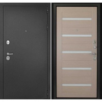 Дверь мет. Гарант-1 Царга 860х2050 "Пр" Металл серебристый Антик/МДФ капучино