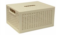Ящик пласт. 370х280х190мм белый ротанг с крышкой М2375