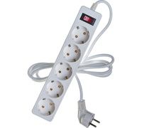 Удлинитель с сетевым фильтром 5*1,8м с зазем 10А 2,2кВт  3*0,75 с выкл. Космос