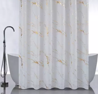 Занавеска для ванной 1800х1800 полиэстер, БЕЛЫЙ МРАМОР с ЗОЛОТОМ, без колец (01-109) САНАКС (067560)