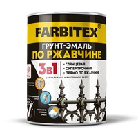 Грунт-эмаль по ржавчине 3в1 FARBITEX 0,8кг красная