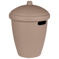 Корзина для хранения Keeplex Rattan со съемной крышкой 30л круглая 38х38х50,7см морской песок