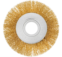 Щетка для УШМ, 100 мм, посадка 22.2 мм, плоская, латунированная витая проволока Matrix