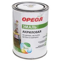 Эмаль ОРЕОЛ акриловая глянцевая белая 1кг