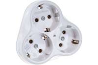 Тройник з/к кругл.бел Universal 16А