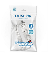 Удлинитель 3х1.5м с заземл. 16А IP20 3.5кВт ПВС 3х1 с выкл. бел. DOMTOK 2379