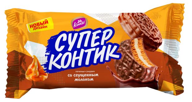 Печенье "СУПЕР-КОНТИК" 100Г В АССОРТ. со сгущенным молоком