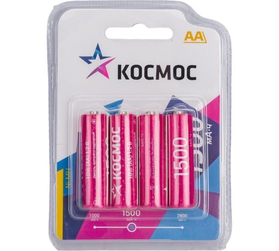 Аккумулятор R06 КОСМОС 1500 мАч