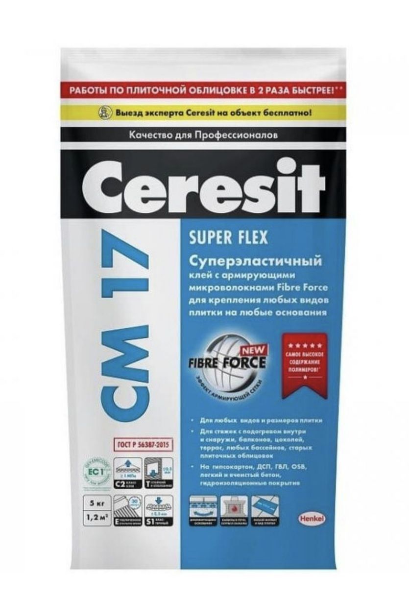 Клей плиточный CEREZIT CM 17 Super Flex Суперэластичный 5 кг.