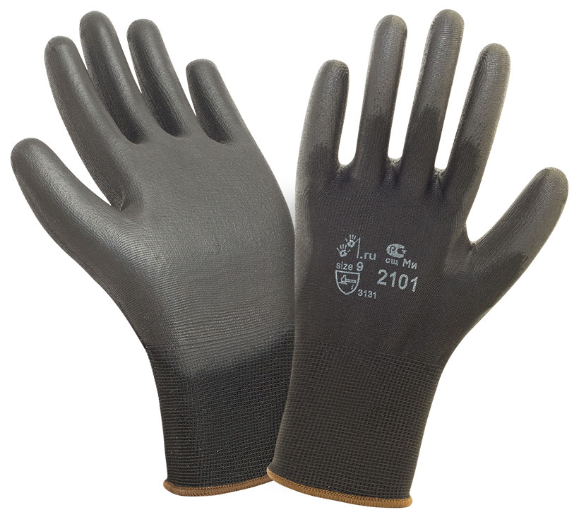 Перчатки нейлоновые 2Hands AIR 2101BLK c полиуретановым покрытием