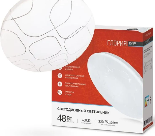 Светильник светодиодный DECO ГЛОРИЯ 95Вт 6500К 10000лм 230В 483х67мм IN HOME