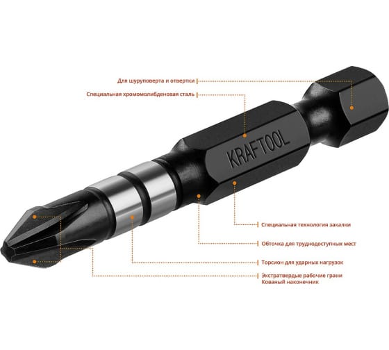 Бита PH2 50 Kraftool Impact Pro