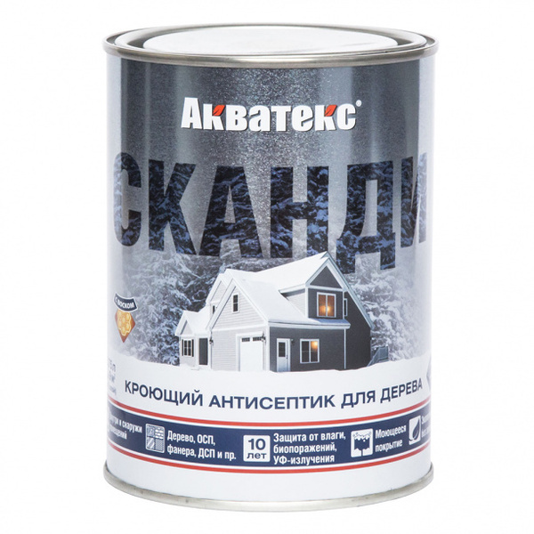 Антисептик кроющий для дерева Акватекс СКАНДИ графит 0,75л