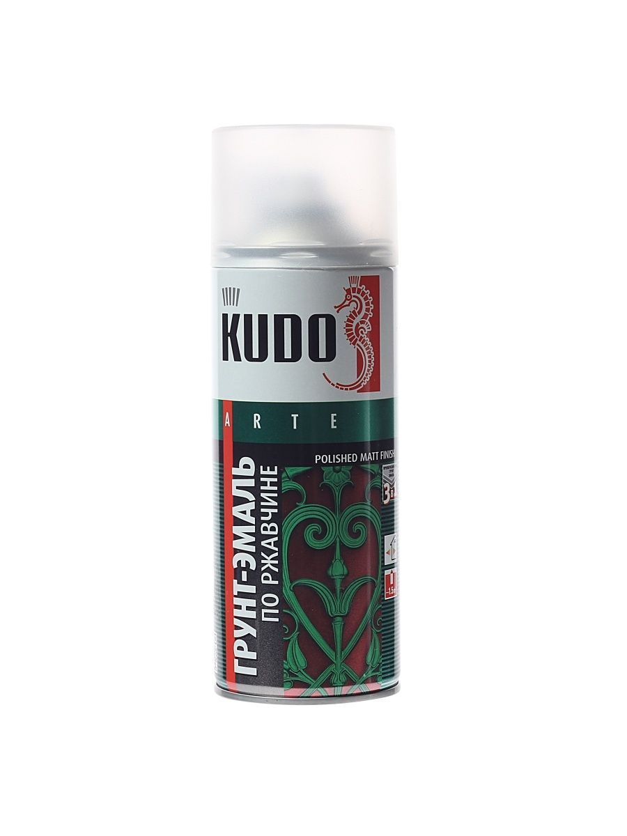 Грунт-эмаль аэроз по ржавчине КУДО 520 мл серая 7042