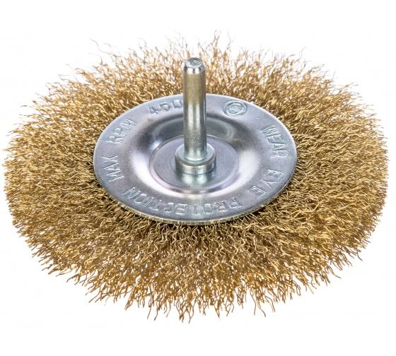 Щетка для дрели 100 мм, плоская со шпилькой, латунированная витая проволока Matrix