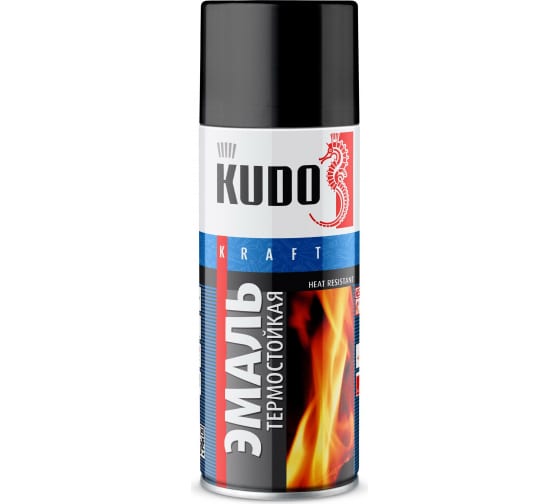 Эмаль аэр. KUDO 520 мл термостойкая черная