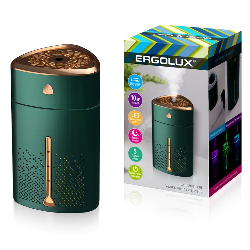 Увлажнитель воздуха паров. HUM01-C05 зел-золот 5Вт 98895