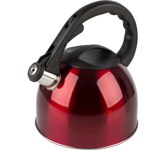 Чайник из нерж. стали MAL-042-R 2,5л Красный со свистком/910090