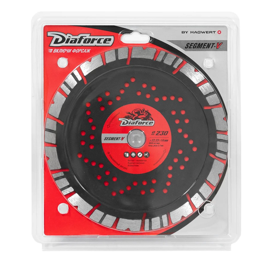 Диск алмазный 230*22,23*14*2.7мм DIAFORCE SEGMENT-V BASIC сухой рез 505230V