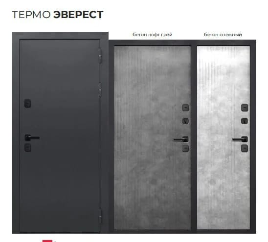 Дверь металл FERRONI ТЕРМО ЭВЕРЕСТ Букле графит/Бетон лофт грей (с термораз.) 960*2060 левая