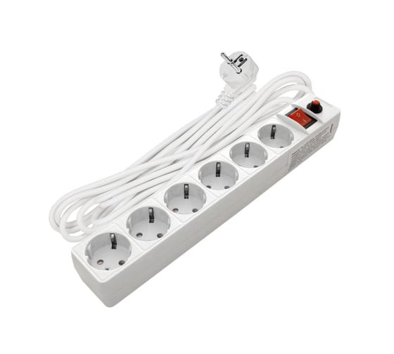 Удлинитель с сетевым фильтро 6*10м с з/к 10А ПВС 3*0,75 Universal 967U-3010