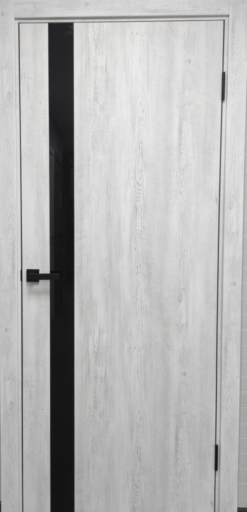 Дверное полотно №45 Лофт Санторини частичное черное стекло 60