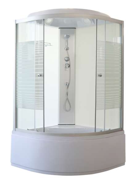 Кабина душевая 1000х1000х2180 прозрачное/белое стекло, высокий поддон PB 103