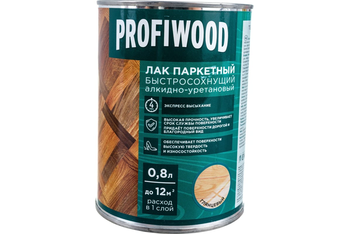 Лак паркетный глянцевый EMPILS PROFIWOOD алкидно-уретановый 0,7 кг