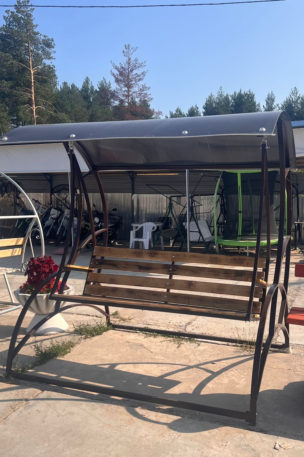Качели садовые Дуэт с поликарбонатом
