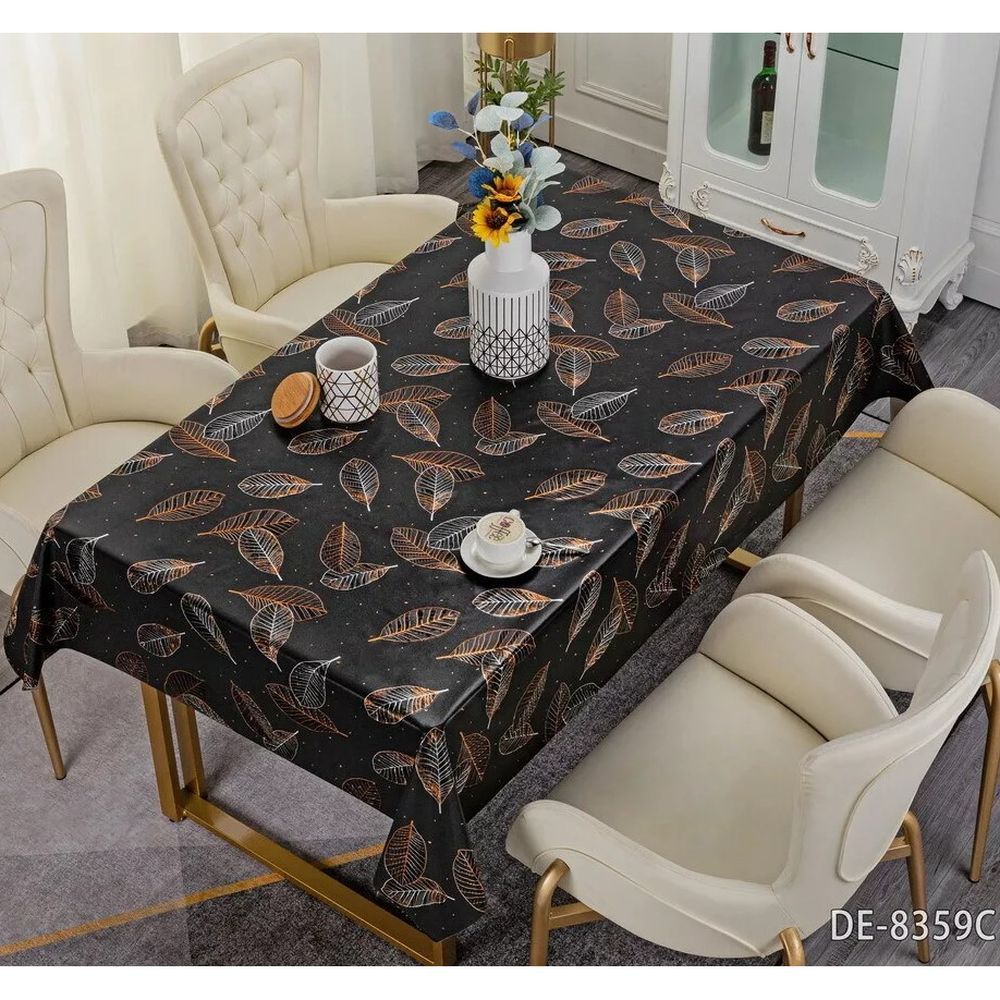 Клеенка BELLE на тканой основе 1,40м*20м DE-8359C черные листочки
