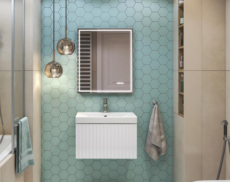 Тумба Velvex Compo 600-01 навесная белый глянец с раковиной Vigo 60