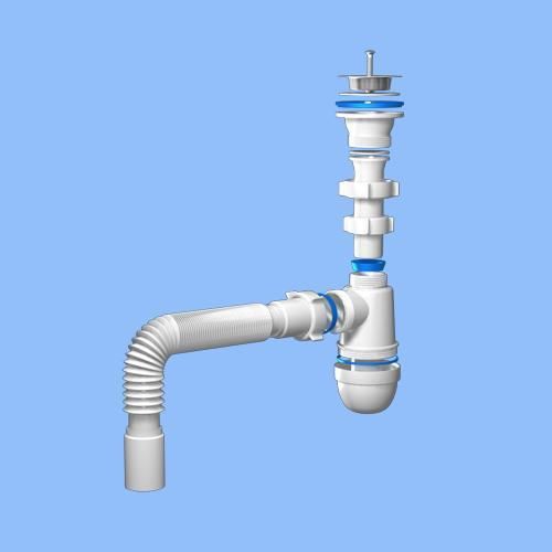 Сифон Ани 1 1/2"х40 с гибкой трубой 40х40 (C0105)