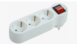 Разветвитель 3-м 16А IP20 Т-01/03В 2P+PE с выкл. бел. IEK WTP10-16-03-ZK-K01