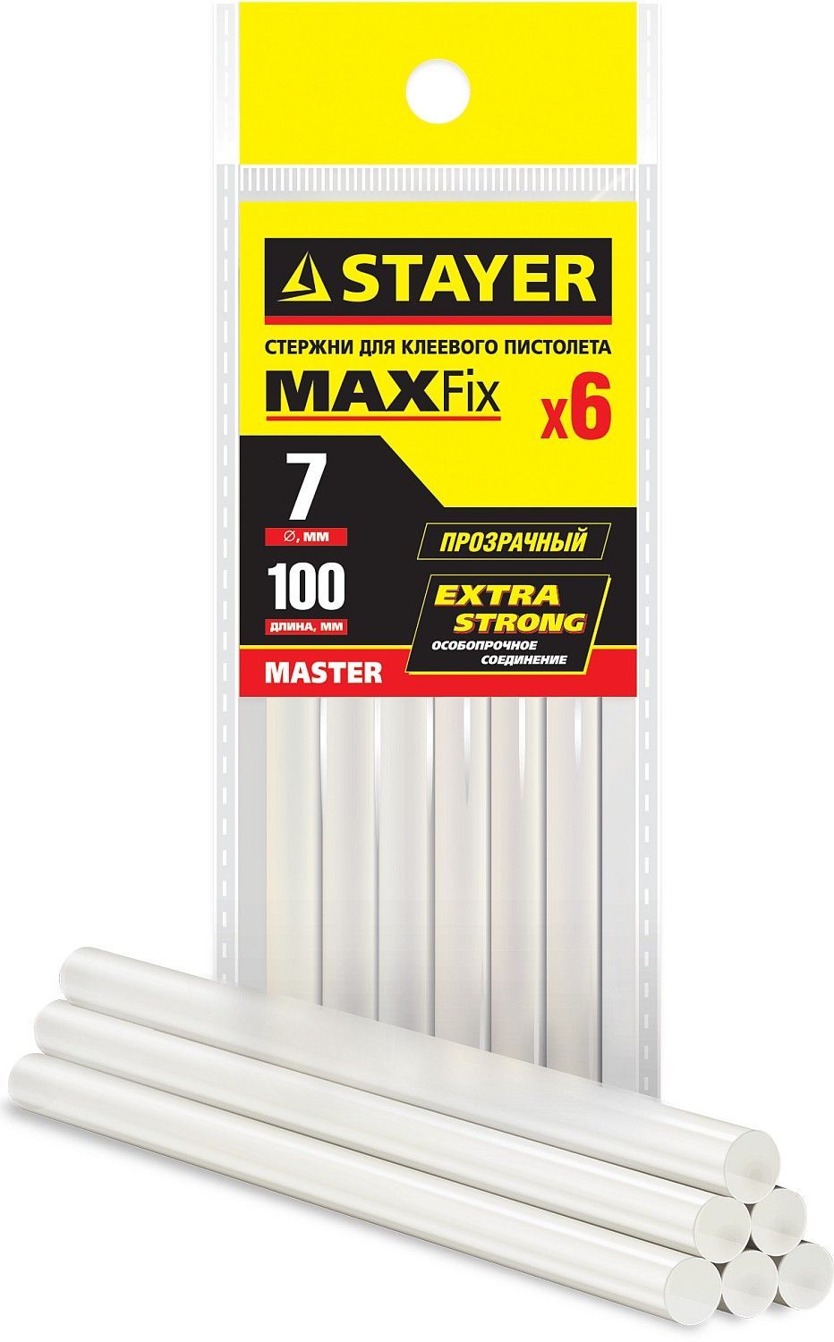Стержни клеевые д.7мм*100мм 6шт Stayer Master, прозрачные