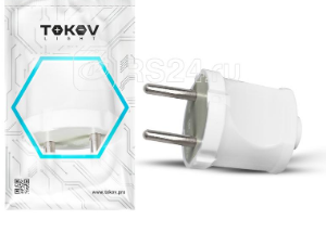 Вилка прямая 6А 250В без заземл. бел. TOKOV ELECTRIC TKL-PL-C01