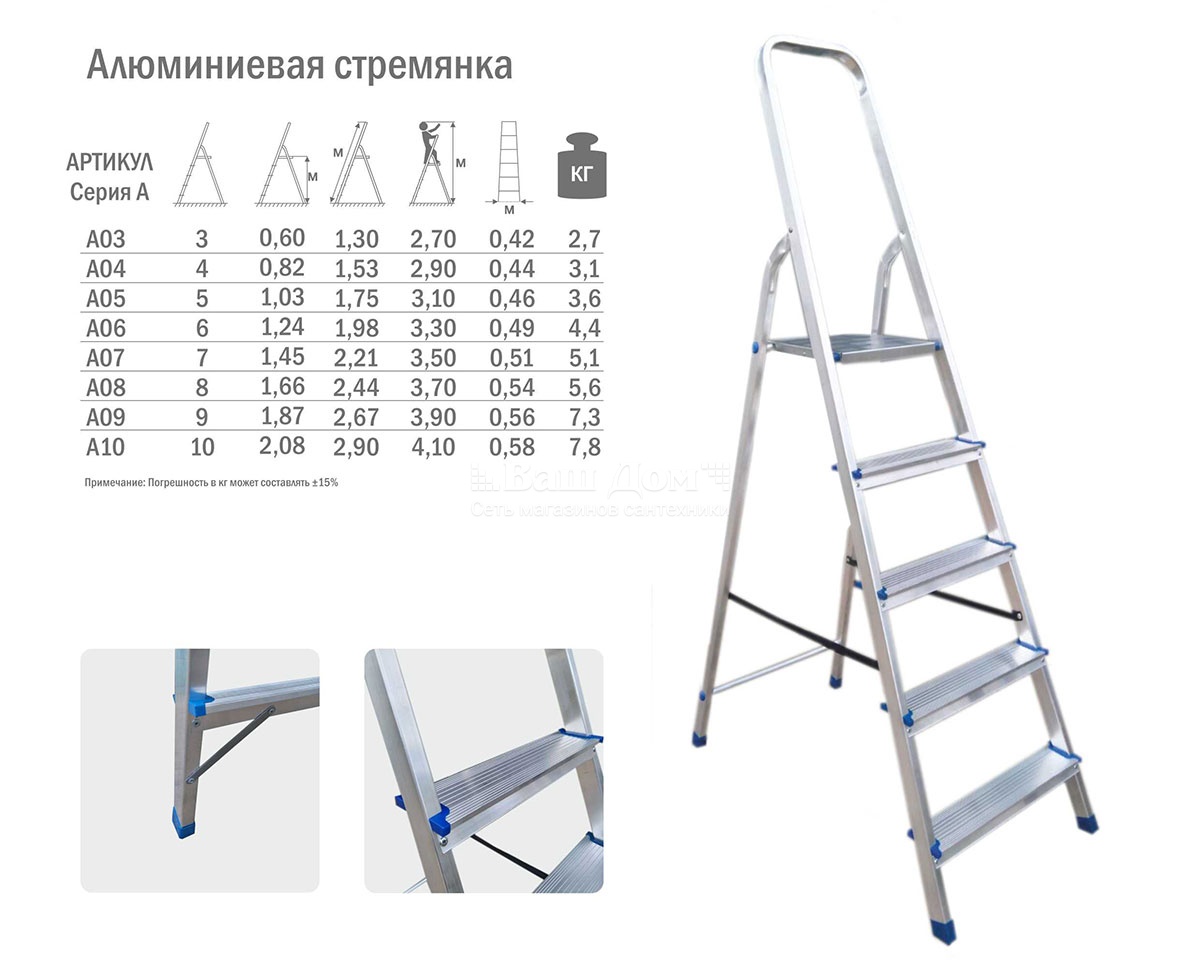Стремянка стальная 7 ступеней стальная