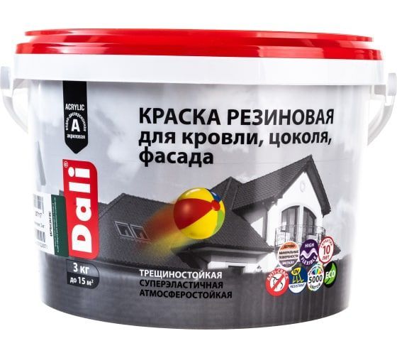 Краска ВД резиновая фасадная DALI зеленая, 3 кг