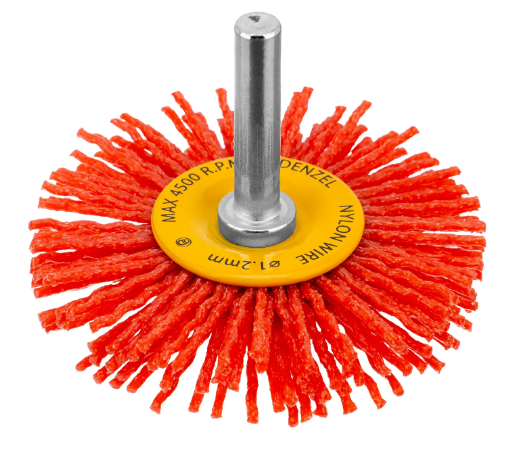 Щетка для дрели, 65 мм, Плоская, со шпилькой, нейлоновая щетина Denzel