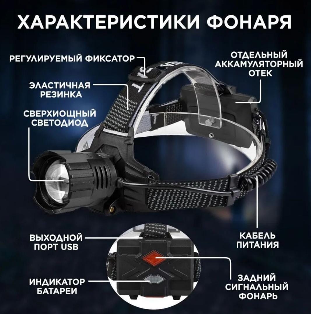 Фонарь налобный 8052