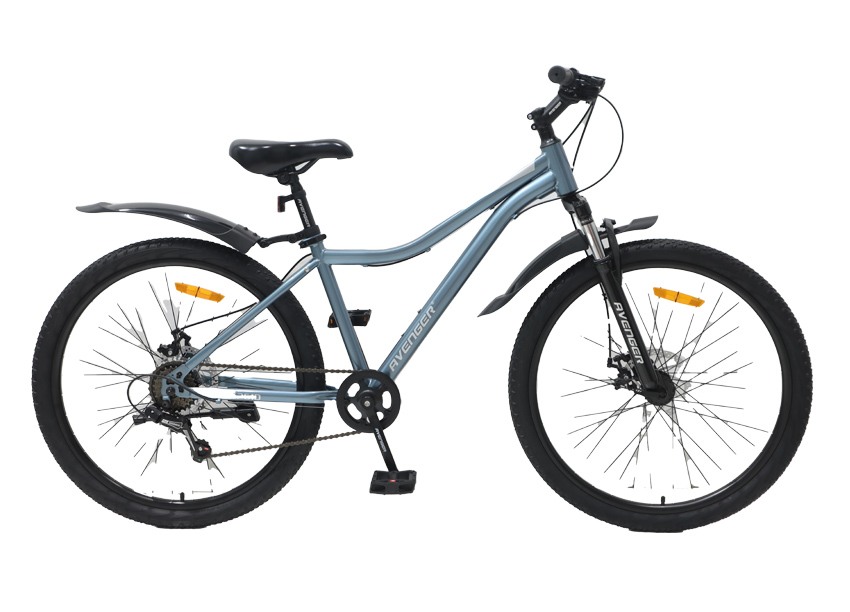Велосипед 26" Avenger C 261 MD серо-синий/серебристый, рама сталь.6 скоростей