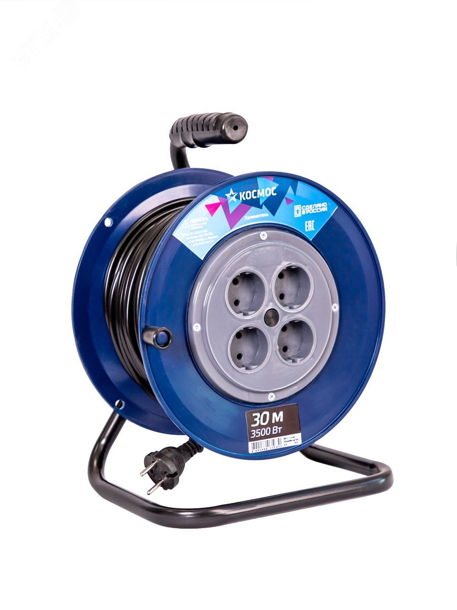Удлинитель на катушке 4*40м с/з 16А 3,5кВт 2*1 Космос