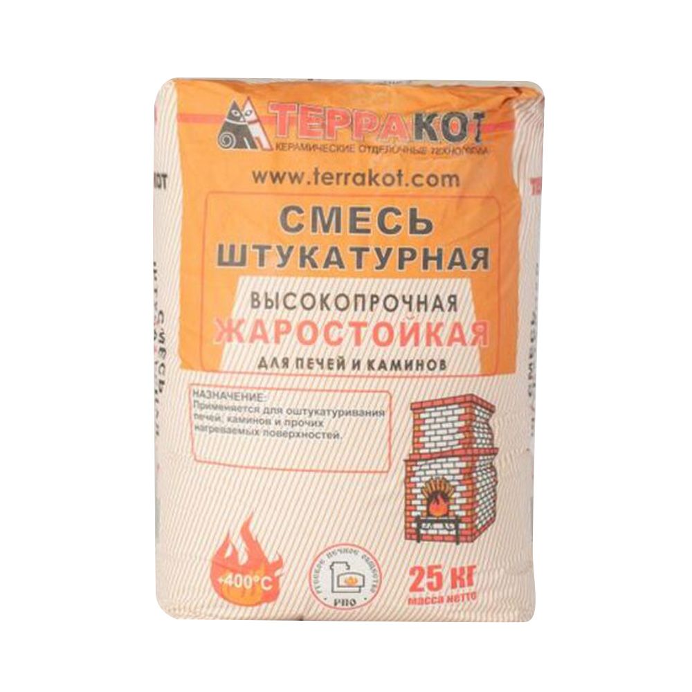 Смесь штукатурная ТЕРРАКОТ 25 кг. жаростойкая (до +400*С)