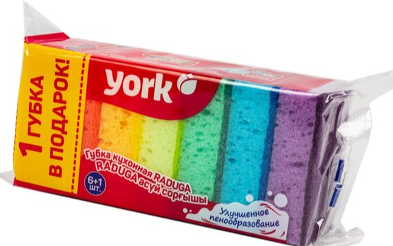 Губка/пос Колор Люкс YORK 6+1шт.