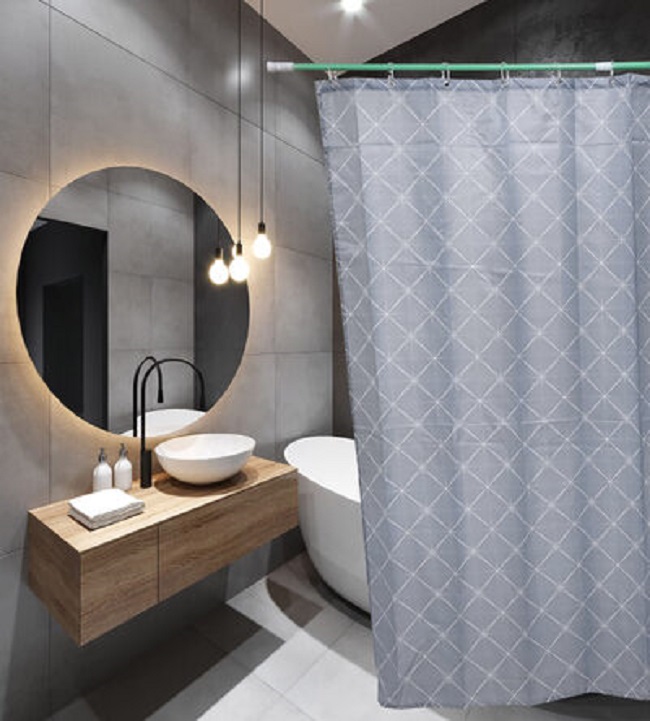 Штора для ванной SANTREK HOME Серый ромб 180*180см 60704