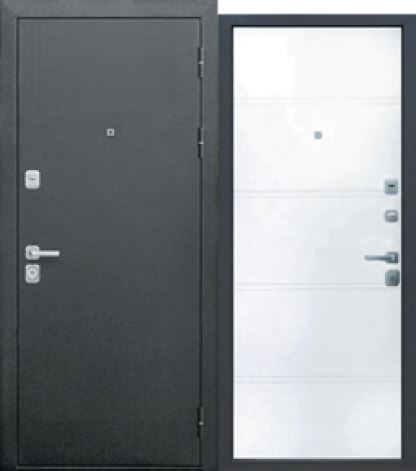 Дверь металл FERRONI 9 см Серебро/Эмалит белый 960*2050 левая