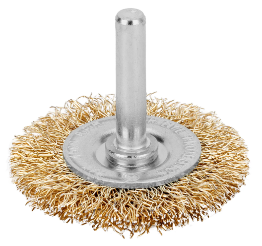 Щетка для дрели, 60 мм, плоская со шпилькой, латунированная витая проволока Matrix