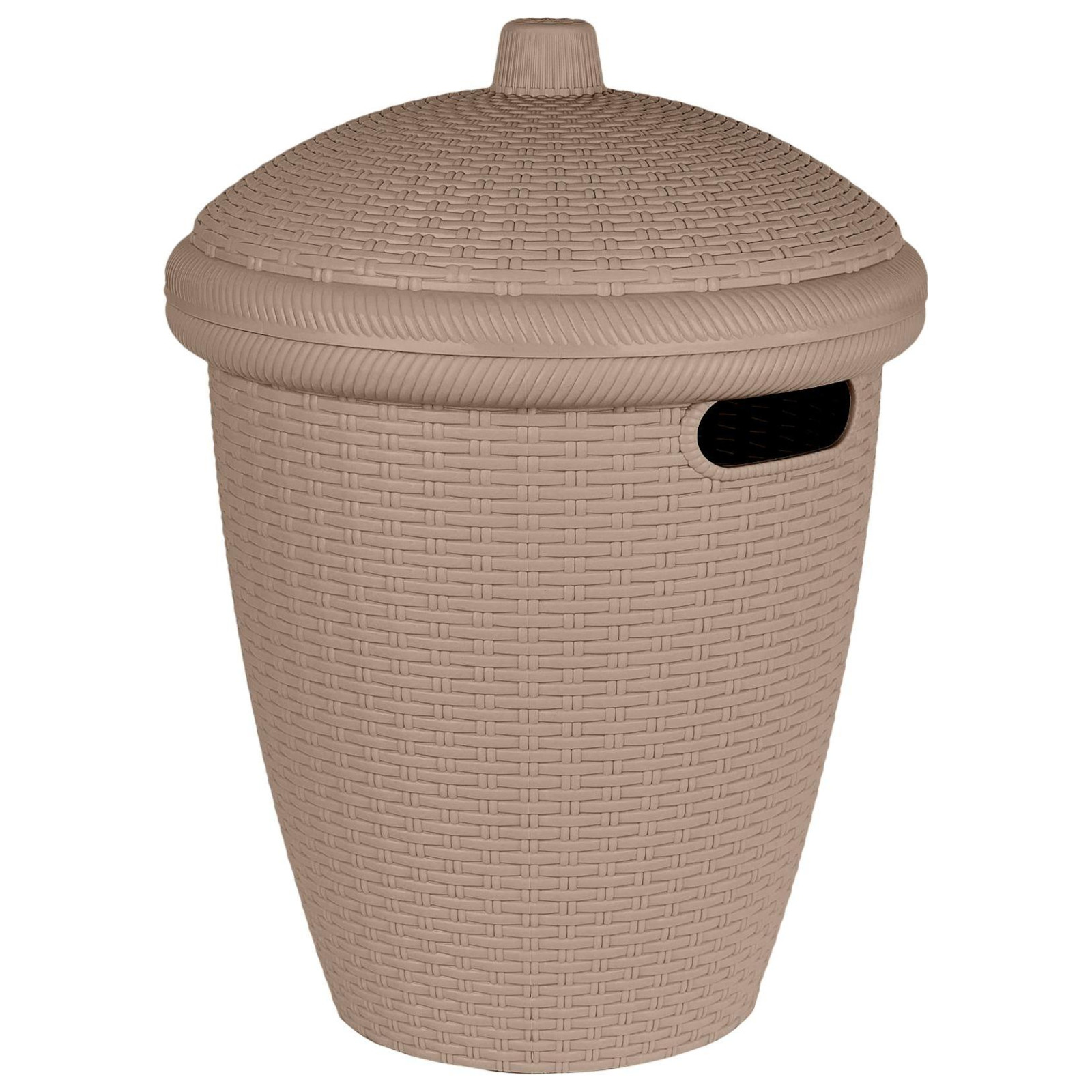 Корзина для хранения Keeplex Rattan со съемной крышкой 30л круглая 38х38х50,7см морской песок