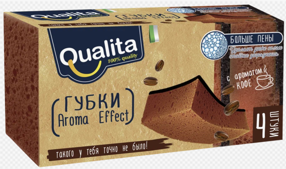 Губки д/посуды Qualita 4шт Aroma Effect